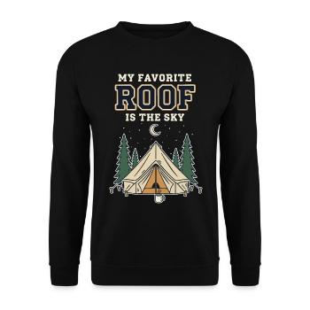 Camping Tente Humor Lieblingsdach ist der Himmel - Unisex Pullover - Schwarz - Vorne - Alina (178cm) & Michal (187cm)