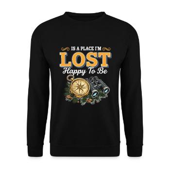 Camping-Abenteuer-Humor verloren Glücklich, vintage zu sein - Unisex Pullover - Schwarz - Vorne - Alina (178cm) & Michal (187cm)