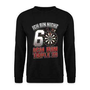 60. Geburtstag Dart Triple 20 - Unisex Pullover - Schwarz - Vorne - Alina (178cm) & Michal (187cm)