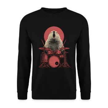 Marmot Drums Batteur Musique Rock Alpes - Sweat-shirt Unisexe - noir - Devant - Alina (178cm) & Michal (187cm)