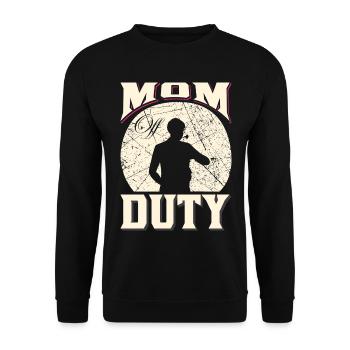 Mama außer Dienst Lustig, entspann dich - Unisex Pullover - Schwarz - Vorne - Alina (178cm) & Michal (187cm)