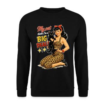 Rockabella & Cat: My cat thinks I'm a big deal - Unisex Sweatshirt - black - Front - Alina (178cm) & Michal (187cm)