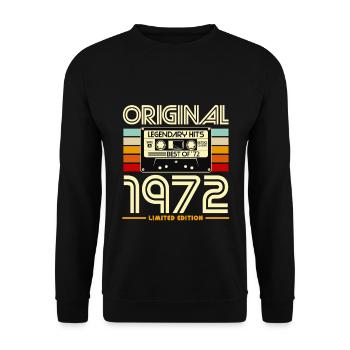 Originale Retro-Kassette von 1972 - Unisex Pullover - Schwarz - Vorne - Alina (178cm) & Michal (187cm)