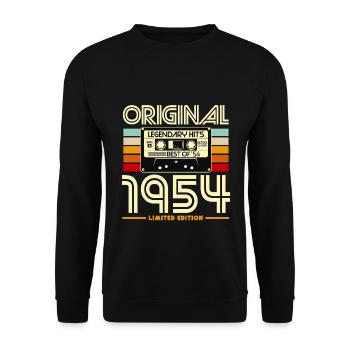 Originalkassette von 1954 Retro - Unisex Pullover - Schwarz - Vorne - Alina (178cm) & Michal (187cm)