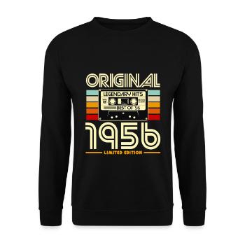 Originale Retro Heritage Kassette von 1956 - Unisex Pullover - Schwarz - Vorne - Alina (178cm) & Michal (187cm)