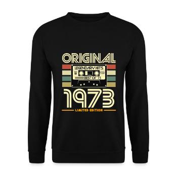 Originale Retro-Kassette von 1973 - Unisex Pullover - Schwarz - Vorne - Alina (178cm) & Michal (187cm)