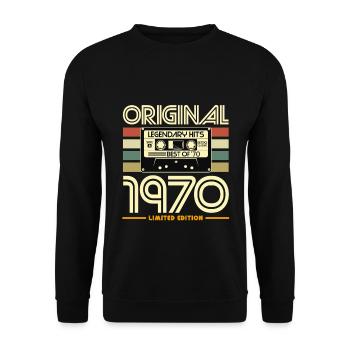 Original 1970's Retro Cassette - Unisex Sweatshirt - black - Front - Alina (178cm) & Michal (187cm)