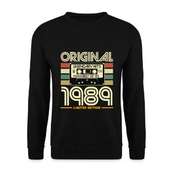 Original-Kassetten-Nostalgie von 1989 - Unisex Pullover - Schwarz - Vorne - Alina (178cm) & Michal (187cm)