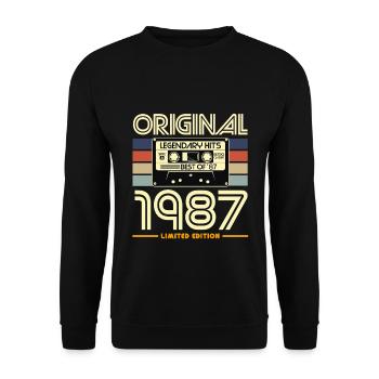 Original 1987 Limited Cassette Tape Retro Hits - Unisex Sweatshirt - black - Front - Alina (178cm) & Michal (187cm)