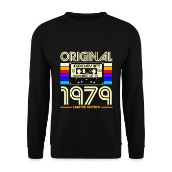 Originalausgabe von 1979 Vintage - Unisex Pullover - Schwarz - Vorne - Alina (178cm) & Michal (187cm)