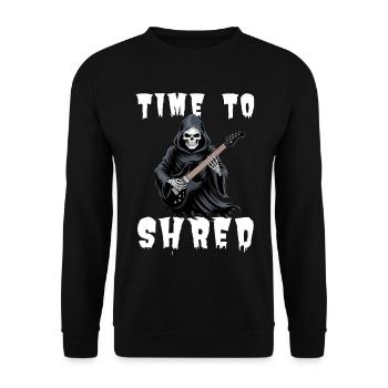 Time To Shred Grim Reaper Guitar - Unisex Sweatshirt - black - Front - Alina (178cm) & Michal (187cm)