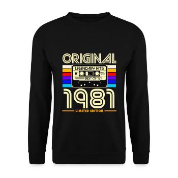 Original 1981 Limited Edition Retro Cassette - Unisex Sweatshirt - black - Front - Alina (178cm) & Michal (187cm)