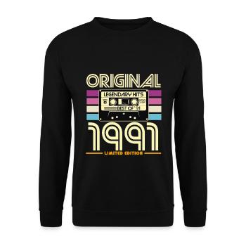 1991 Cassette Rétro Légende - Sweat-shirt Unisexe - noir - Devant - Alina (178cm) & Michal (187cm)