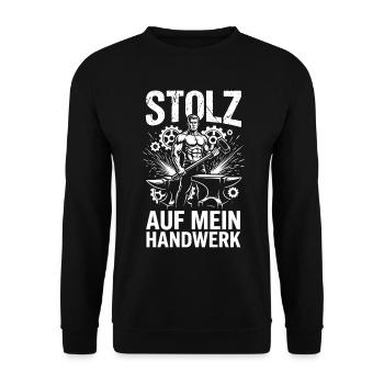 Stolz auf mein Handwerk, Handwerker Beruf Geschenk - Unisex Pullover - Schwarz - Vorne - Alina (178cm) & Michal (187cm)