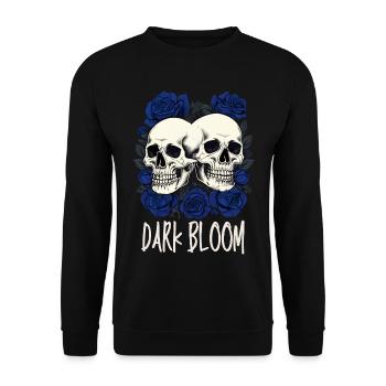 Dark Bloom – Gotische Totenkopf und Rosen - Unisex Pullover - Schwarz - Vorne - Alina (178cm) & Michal (187cm)