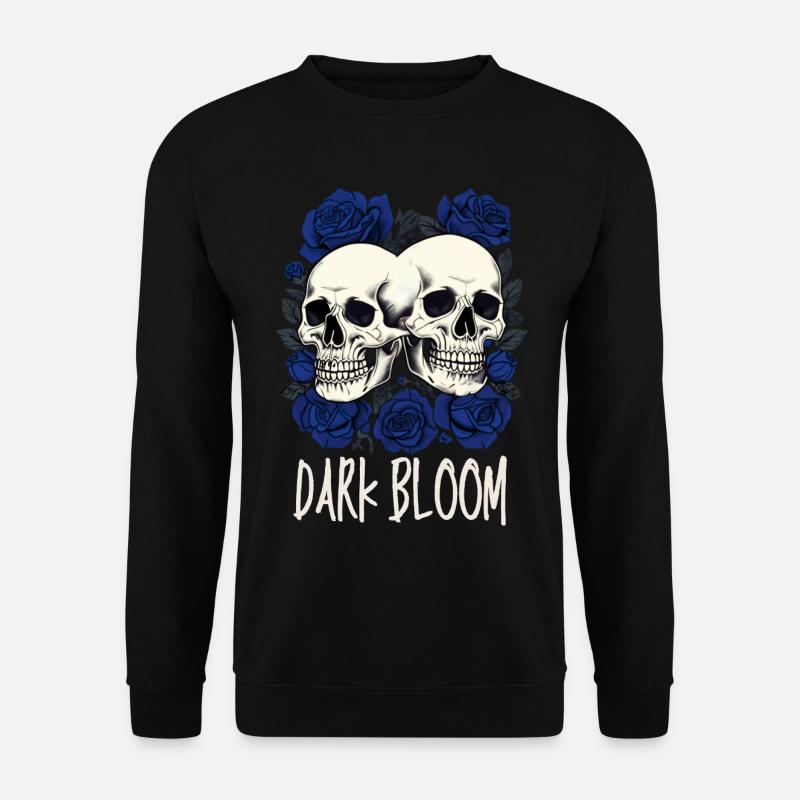 Dark Bloom – Gotische Totenkopf und Rosen - Unisex Pullover - Schwarz