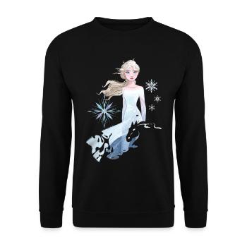 Frozen Elsa Silhouette Mit Schneeflocken - Unisex Pullover - Schwarz - Vorne - Alina (178cm) & Michal (187cm)