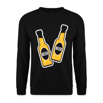 2 Toasting Beer Bottles (Beery / NEG 2C) - Unisex Sweatshirt - black - Front - Alina (178cm) & Michal (187cm)