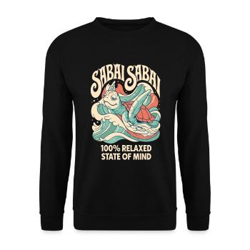 Schildkröte surft – entspannter Geist - Unisex Pullover - Schwarz - Vorne - Alina (178cm) & Michal (187cm)