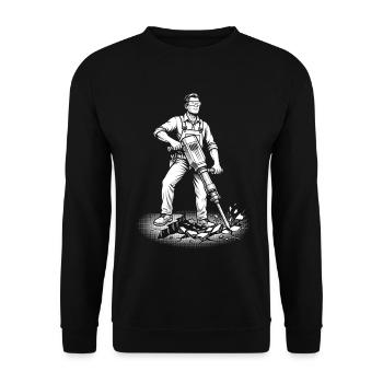 Proud Construction Worker – Funny Craftsman Gift - Unisex Sweatshirt - black - Front - Alina (178cm) & Michal (187cm)