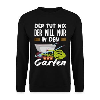 Will Nur In Den Garten - Unisex Pullover - Schwarz - Vorne - Alina (178cm) & Michal (187cm)