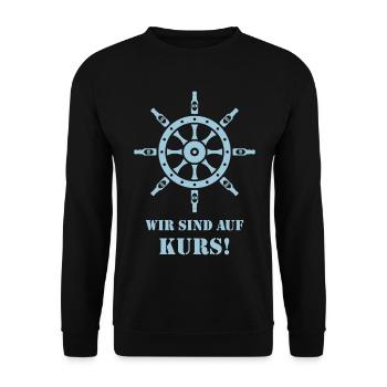 Wir Sind Auf Kurs! (Bier / Steuerrad / Sky Blue) - Unisex Pullover - Schwarz - Vorne - Alina (178cm) & Michal (187cm)