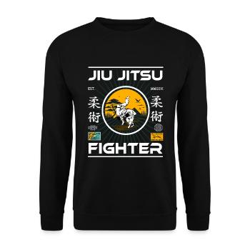 Jiu Jitsu Shirt – Fighter Design mit Kampfgeist - Unisex Pullover - Schwarz - Vorne - Alina (178cm) & Michal (187cm)