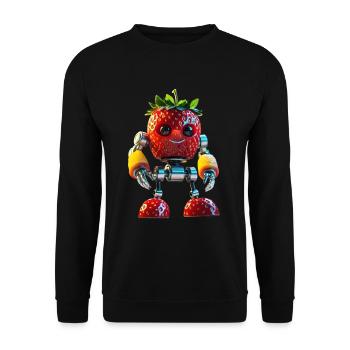 Strawberry robot playful design - Unisex Sweatshirt - black - Front - Alina (178cm) & Michal (187cm)