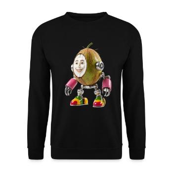 KOKOSNUSS-BOT – Der niedliche bio-organische Roboter - Unisex Pullover - Schwarz - Vorne - Alina (178cm) & Michal (187cm)