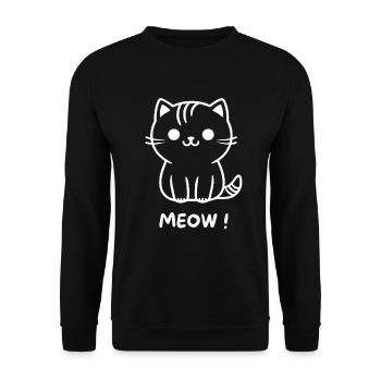 Dessin animé mignon du chat noir miaulant - Sweat-shirt Unisexe - noir - Devant - Alina (178cm) & Michal (187cm)