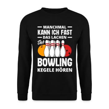 Bowling Kegeln Lustiger Spruch - Unisex Pullover - Schwarz - Vorne - Alina (178cm) & Michal (187cm)
