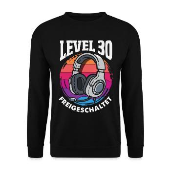 Level 30 Freigeschaltet Gamer - Unisex Pullover - Schwarz - Vorne - Alina (178cm) & Michal (187cm)