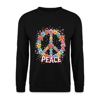Signe de paix en floraison dans un style aquarelle - Sweat-shirt Unisexe - noir - Devant - Alina (178cm) & Michal (187cm)