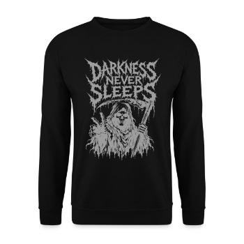 Grim Reaper Death Metal Gothic Horror Motiv - Unisex Pullover - Schwarz - Vorne - Alina (178cm) & Michal (187cm)