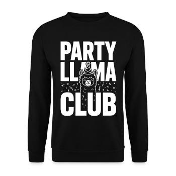 Party Llama Club – Feierlaune - Unisex Pullover - Schwarz - Vorne - Alina (178cm) & Michal (187cm)