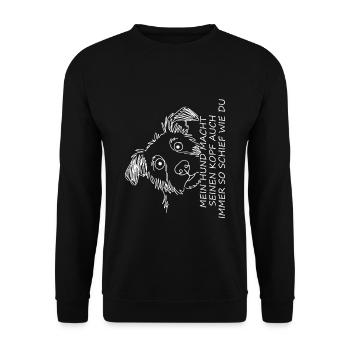 Hundeporträt mit lustigem Spruch - Unisex Pullover - Schwarz - Vorne - Alina (178cm) & Michal (187cm)