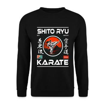 Conception de shito-ryu avec kanji et karatéka - Sweat-shirt Unisexe - noir - Devant - Alina (178cm) & Michal (187cm)