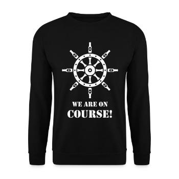 We Are On Course! (Beer / Ship’s Wheel / White) - Unisex Sweatshirt - black - Front - Alina (178cm) & Michal (187cm)