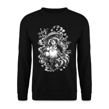 Japanese Tanuki in Irezumi Tattoo Style - Unisex Sweatshirt - black - Front - Alina (178cm) & Michal (187cm)