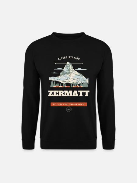 Zermatt Matterhorn Alpine Reiseemblem - Unisex Pullover - Schwarz