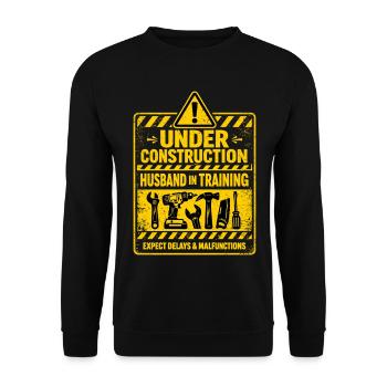 Bachelor Party Groom Shirt - Under Construction - Unisex Sweatshirt - black - Front - Alina (178cm) & Michal (187cm)