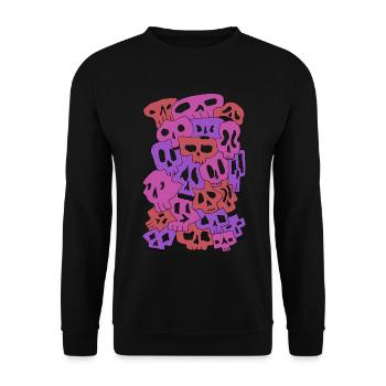 Skulls (Reds, transparente Augen) - Unisex Pullover - Schwarz - Vorne - Alina (178cm) & Michal (187cm)
