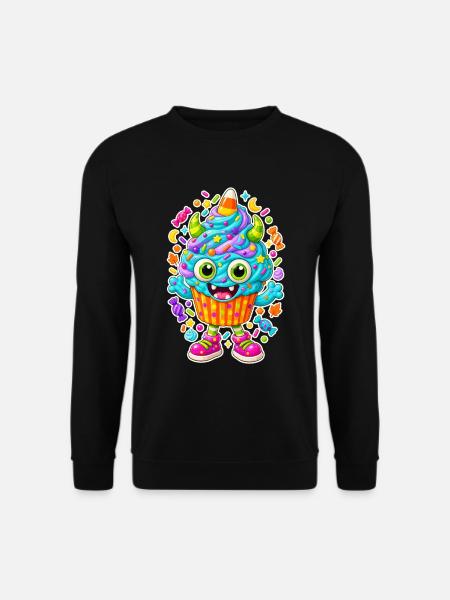 Bunte Cupcake-Kreatur Party - Unisex Pullover - Schwarz