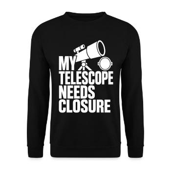 Telescope Closure – Astronomie Humor - Unisex Pullover - Schwarz - Vorne - Alina (178cm) & Michal (187cm)
