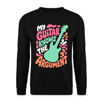 Gitarre kennt das Argument - Unisex Pullover - Schwarz - Vorne - Alina (178cm) & Michal (187cm)