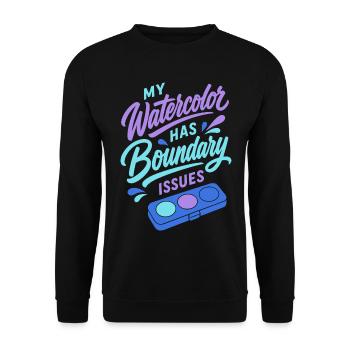 My Watercolor Has Boundary Issues - Unisex Pullover - Schwarz - Vorne - Alina (178cm) & Michal (187cm)