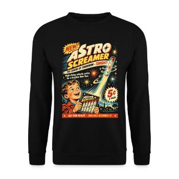 Retro Luftheuler Silvester - Unisex Pullover - Schwarz - Vorne - Alina (178cm) & Michal (187cm)
