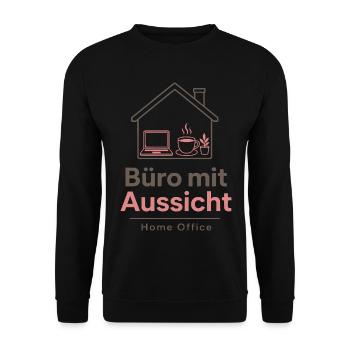Büro mit Aussicht Homeoffice - Unisex Pullover - Schwarz - Vorne - Alina (178cm) & Michal (187cm)