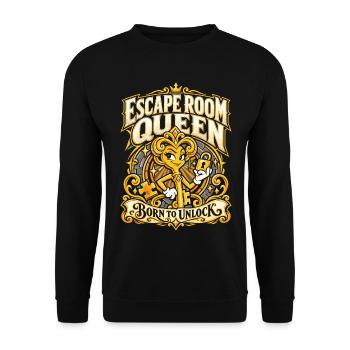 Escape Room Queen - Born to unlock - Unisex Pullover - Schwarz - Vorne - Alina (178cm) & Michal (187cm)