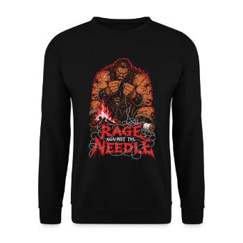 Rage Against the Needle – lustige Barbaren-RPG-Kunst - Unisex Pullover - Schwarz - Vorne - Alina (178cm) & Michal (187cm)